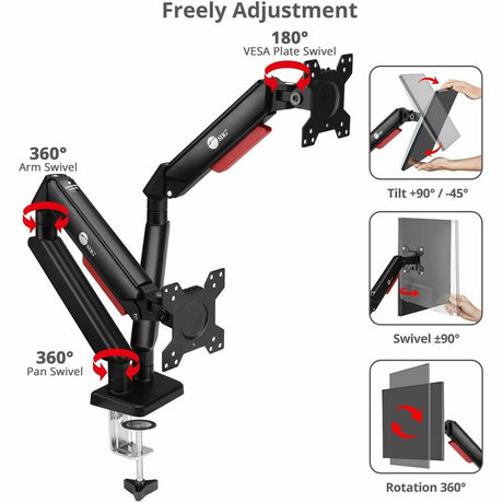 SIIG Dual Monitor Gas Spring Arm Desk Mount - 13" to 32" - Max Load 22 lbs - VESA 75/100mm