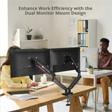 SIIG Dual Monitor Gas Spring Arm Desk Mount - 13" to 32" - Max Load 22 lbs - VESA 75/100mm