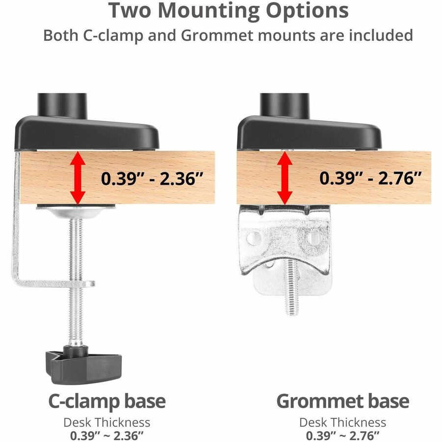 SIIG Dual Monitor Gas Spring Arm Desk Mount - 13" to 32" - Max Load 22 lbs - VESA 75/100mm