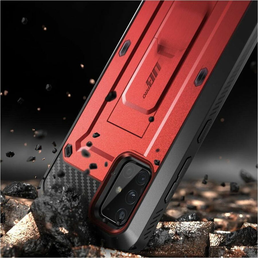 SUP Unicorn Beetle Pro Rugged Carrying Case (Holster) Samsung Galaxy A51 5G Smartphone - Metallic Red