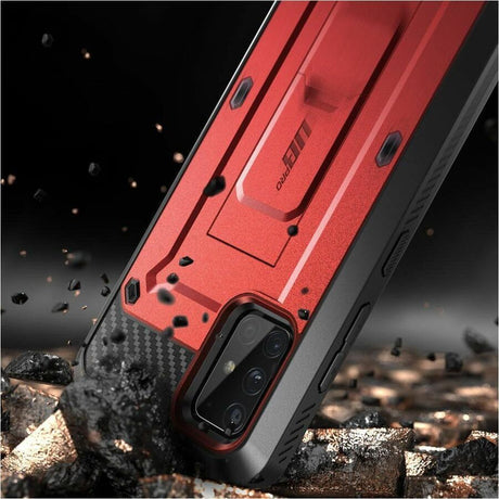 SUP Unicorn Beetle Pro Rugged Carrying Case (Holster) Samsung Galaxy A51 5G Smartphone - Metallic Red