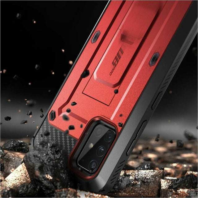 SUP Unicorn Beetle Pro Rugged Carrying Case (Holster) Samsung Galaxy A51 5G Smartphone - Metallic Red