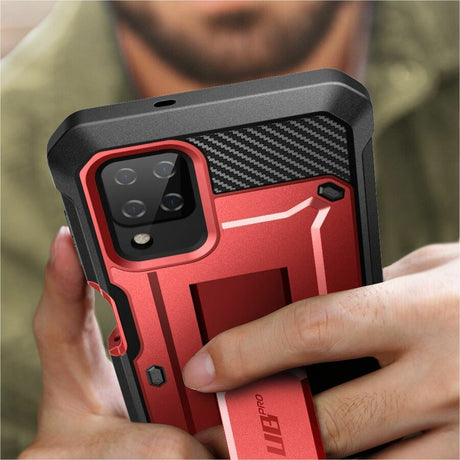 SUP Unicorn Beetle Pro Rugged Carrying Case (Holster) Samsung Galaxy A12 Smartphone - Metallic Red