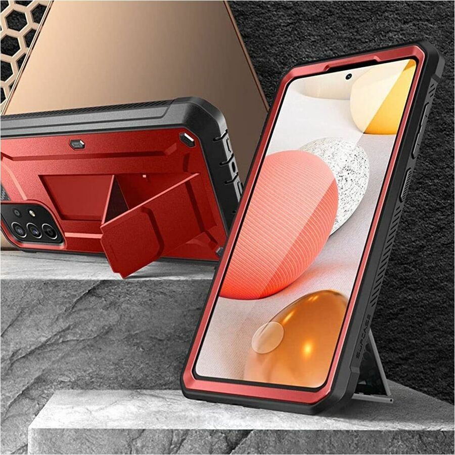 SUP Unicorn Beetle Pro Rugged Carrying Case (Holster) Samsung Galaxy A52, Galaxy A52 5G, Galaxy A52s 5G Smartphone - Metallic Red