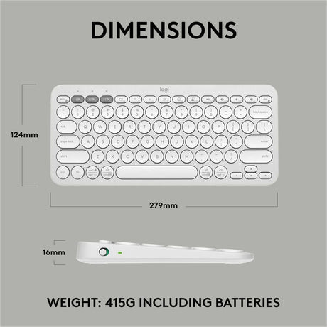 Logitech Pebble Keys 2 K380s, Multi-Device Bluetooth Wireless Keyboard with Customizable Shortcuts, Tonal White