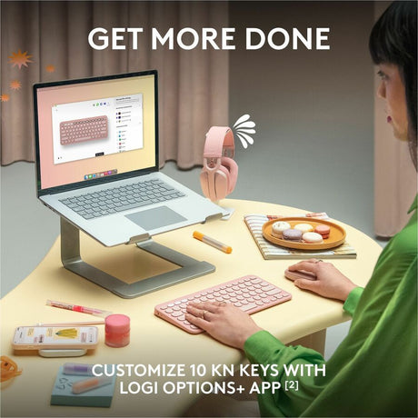 Logitech Pebble Keys 2 K380s, Multi-Device Bluetooth Wireless Keyboard with Customizable Shortcuts, Tonal White