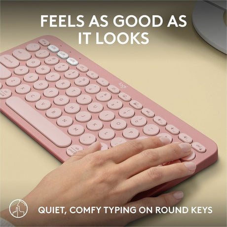 Logitech Pebble Keys 2 K380s, Multi-Device Bluetooth Wireless Keyboard with Customizable Shortcuts, Tonal Rose