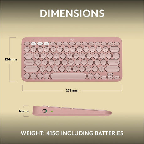 Logitech Pebble Keys 2 K380s, Multi-Device Bluetooth Wireless Keyboard with Customizable Shortcuts, Tonal Rose