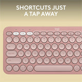 Logitech Pebble Keys 2 K380s, Multi-Device Bluetooth Wireless Keyboard with Customizable Shortcuts, Tonal Rose