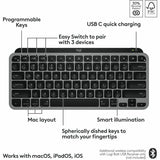 Logitech MX Keys Mini for Mac Minimalist Wireless Keyboard Compact, Bluetooth, Backlit Keys, USB-C, Fast - Space Gray