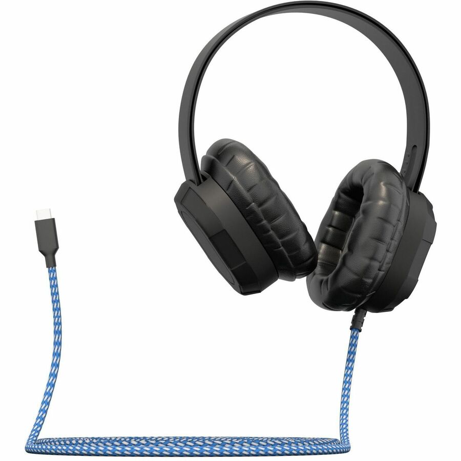 MAXCases Extreme Headphone w/braided cable, (No volume control, no mic) w/USB-C connector (Black)