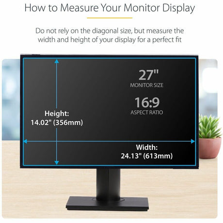 StarTech.com 27-inch 16:9 Computer Monitor Privacy Screen, Hanging Acrylic Filter, Monitor Screen Protector/Shield, +/- 30 Deg., Glossy
