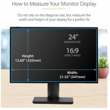 StarTech.com 24-inch 16:9 Computer Monitor Privacy Screen, Hanging Acrylic Filter, Monitor Screen Protector/Shield, +/- 30 Deg., Glossy