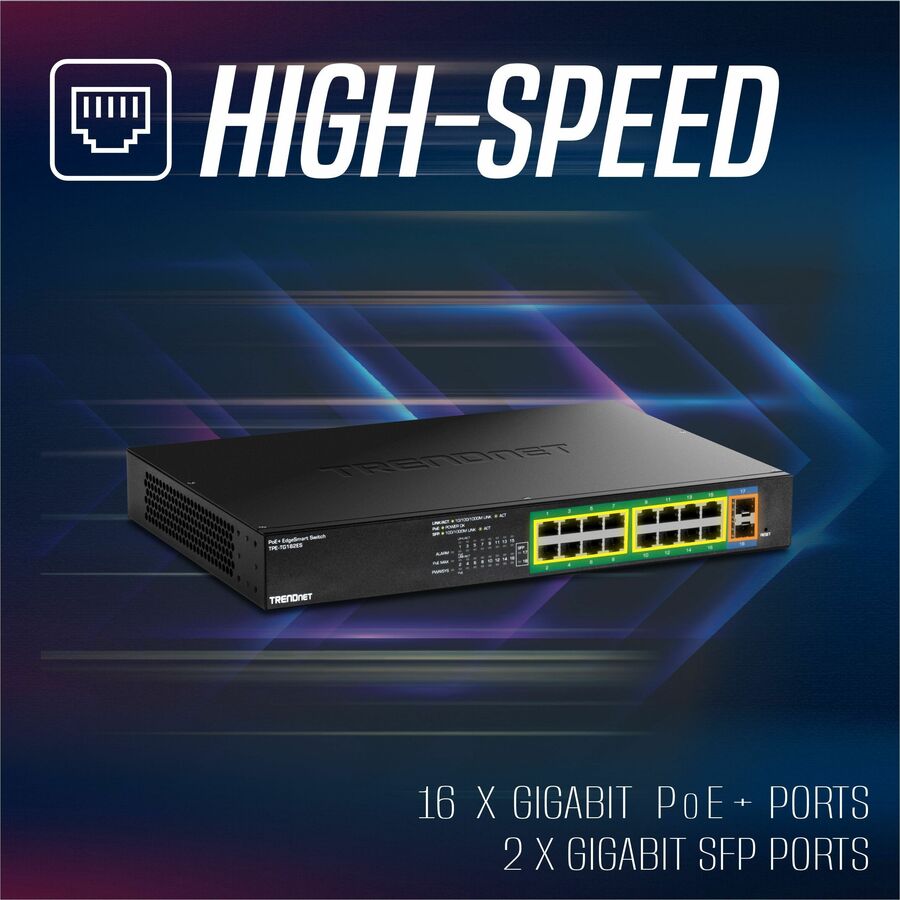 18 Port Gigabit PoE+ Switch