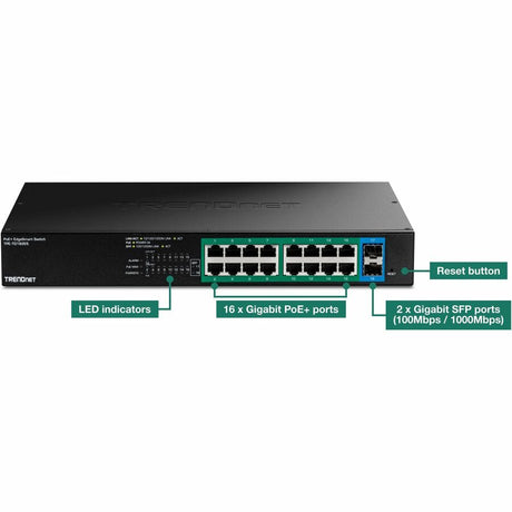 18 Port Gigabit PoE+ Switch