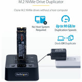 StarTech.com 1:1 M.2 NVMe Drive Duplicator, 90GBpm Standalone M.2 SSD Cloner/Copier, USB-C 3.2 20Gbps M.2 Dual-Bay Drive Docking Station