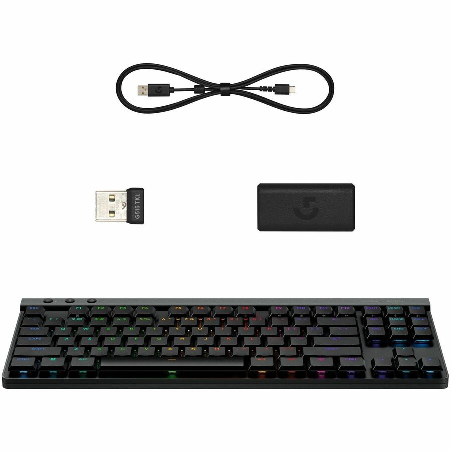 Logitech G515 LIGHTSPEED TKL Low Profile Wireless Gaming Keyboard, LIGHTSYNC RGB, Thin Tenkeyless Design, PBT Keycaps, Tactile (Brown) Mechanical Switches, Black