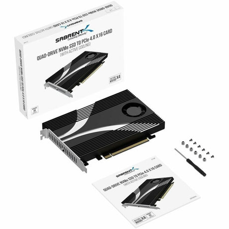 Sabrent 4-Drive M.2 NVMe SSD to PCIe 4.0 x16 Bifurcation Adapter Card with Active Cooling