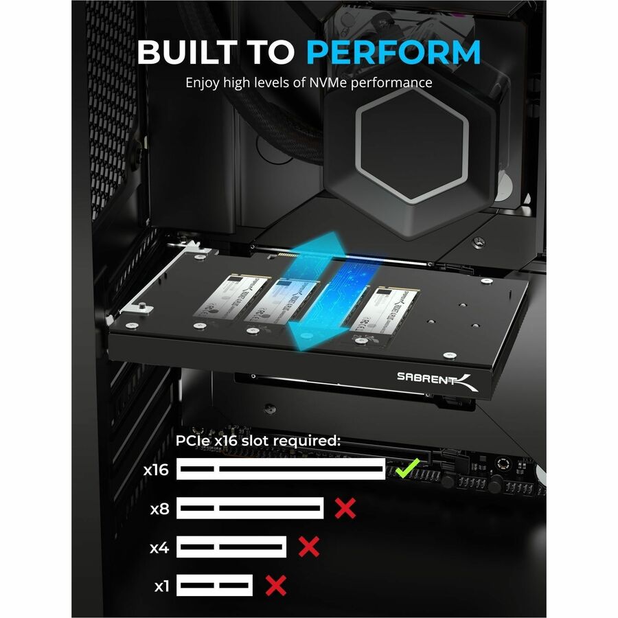 Sabrent 4-Drive M.2 NVMe SSD to PCIe 4.0 x16 Bifurcation Adapter Card with Active Cooling