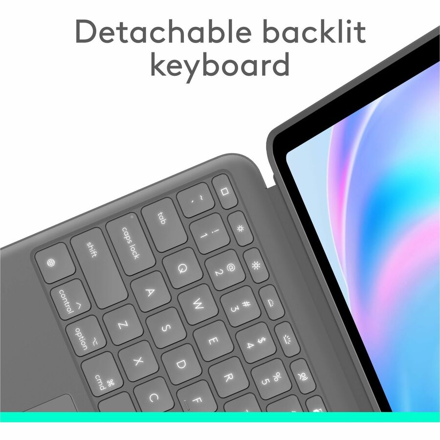 Logitech Combo Touch iPad Air 13-inch (M2)(2024) Keyboard Case - Detachable backlit keyboard with kickstand, comfortable typing, multi-use mode - Oxford Grey