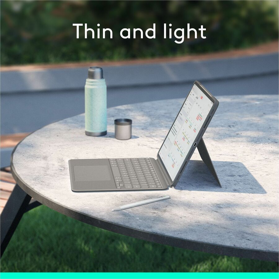 Logitech Combo Touch iPad Air 13-inch (M2)(2024) Keyboard Case - Detachable backlit keyboard with kickstand, comfortable typing, multi-use mode - Oxford Grey