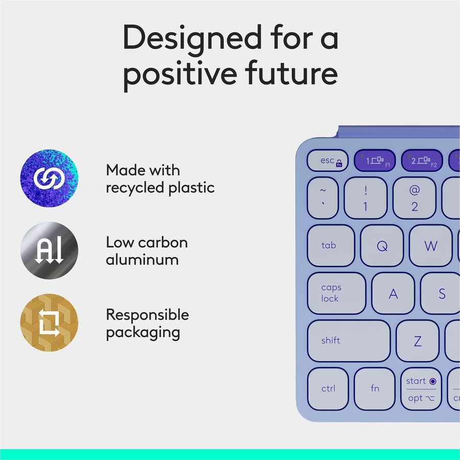 Logitech Keys-To-Go 2 Portable Bluetooth Keyboard for Tablet With Built-in Cover, Slim and Compact Wireless Keyboard for Windows, Android, Linux, iPad, iPhone, Mac, Apple TV (Lilac)