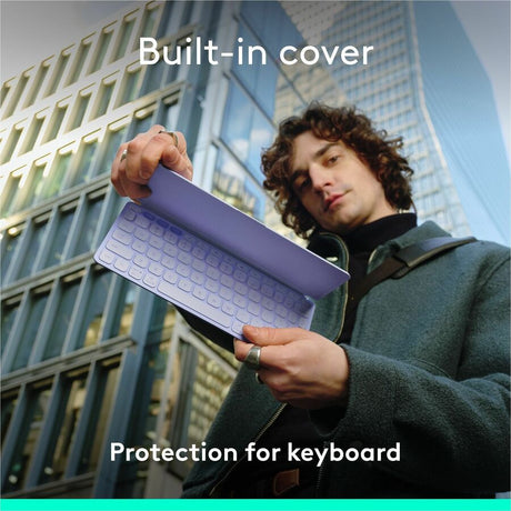 Logitech Keys-To-Go 2 Portable Bluetooth Keyboard for Tablet With Built-in Cover, Slim and Compact Wireless Keyboard for Windows, Android, Linux, iPad, iPhone, Mac, Apple TV (Lilac)