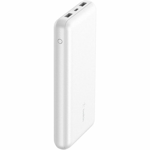Belkin 15W 3-port USB Power Bank - 20K mAh - 2xUSB-A (12W), 1xUSB-C (15W) - Portable Charger - w/ USB-A to USB-C Cable - White