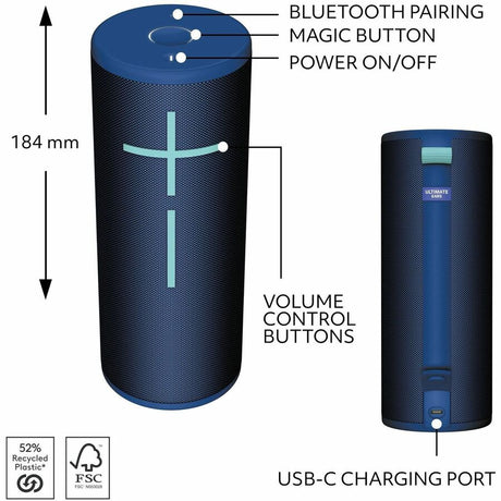 Ultimate Ears BOOM 4 Portable Waterproof Bluetooth Speaker With 360-Degree, Bold, Immersive, Crystal-Clear Sound, Floating Speaker With 15-Hour Battery and 147ft (45m) Range, Blue