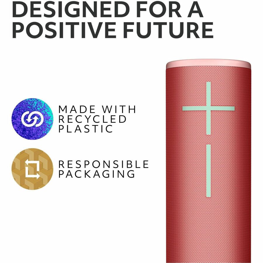 Ultimate Ears BOOM 4 Portable Waterproof Bluetooth Speaker With 360-Degree, Bold, Immersive, Crystal-Clear Sound, Floating Speaker With 15-Hour Battery and 147ft (45m) Range, Red