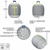 Ultimate Ears WONDERBOOM 4 Portable Waterproof Bluetooth Speaker With Big Bass and 360-Degree Sound, Dustproof Floating Speaker With 131ft (40m) Range, Gray