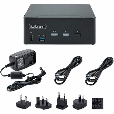 StarTech.com 2-Port Dual-Monitor DisplayPort 1.4 KVM Switch, 8K 60Hz / 4K 144Hz, 2x USB 10Gbps Ports, Hotkey Switching, TAA Compliant