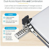 StarTech.com 10-Pack Dual-Access Laptop Lock, 6.5ft (2m) Keyed Alike and Combination Security Cable Lock for K-Slot Devices, Anti-Theft
