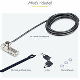 StarTech.com 10-Pack Dual-Access Laptop Lock, 6.5ft (2m) Keyed Alike and Combination Security Cable Lock for K-Slot Devices, Anti-Theft