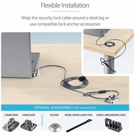 StarTech.com 25-Pack Universal Laptop Lock 6.6ft, Master Keyed Locking Cable, Security Cable, Compatible w/Noble Wedge&reg;/Nano/K-Slot