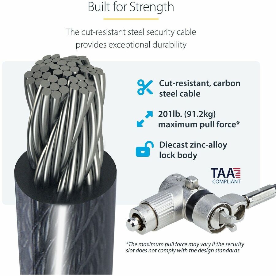 StarTech.com 25-Pack Universal Laptop Lock 6.6ft, Master Keyed Locking Cable, Security Cable, Compatible w/Noble Wedge&reg;/Nano/K-Slot