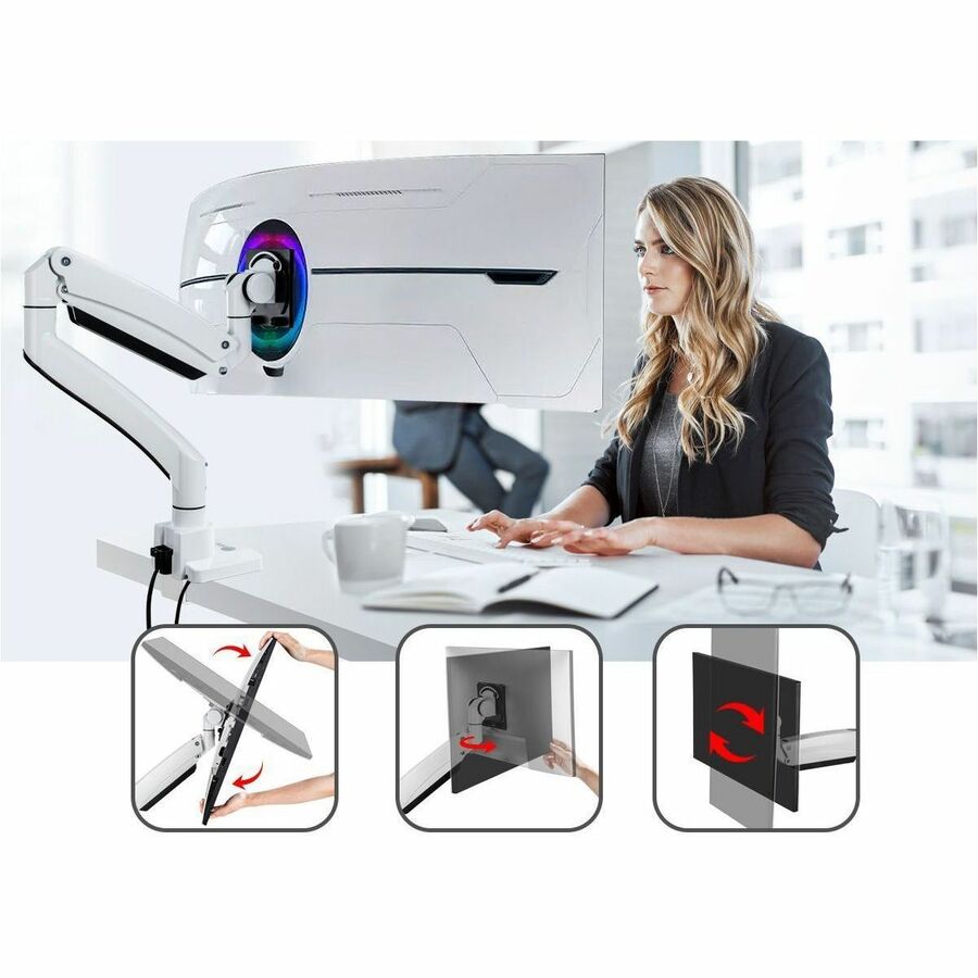 SIIG Ultra Heavy Duty Single Monitor Arm Desk Mount - 17" to 57" - Weight Between 4.4 - 59.5 lbs - VESA 75/100/200mm