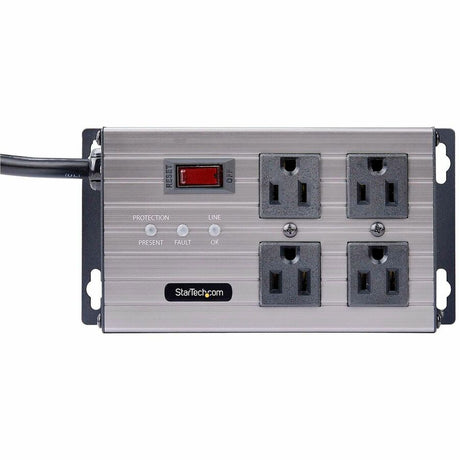 StarTech.com 4-Outlet Industrial Power Strip 125V/15A, EMI/RFI Isolation, Surge Protection, Mountable PDU, 8ft NEMA 5-15P Cord, UL Listed