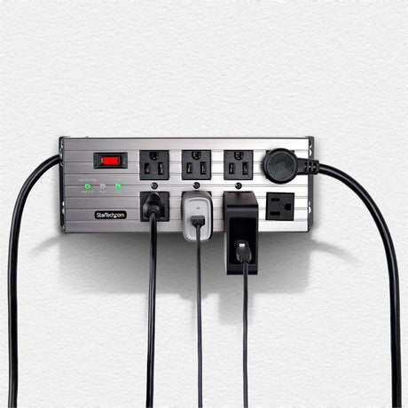 StarTech.com 8-Outlet Industrial Power Strip 125V/15A, EMI/RFI Isolation, Surge Protection, Mountable PDU, 12ft NEMA 5-15P Cord, UL Listed