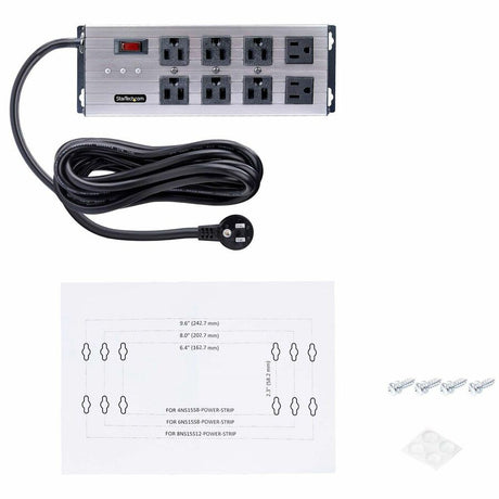 StarTech.com 8-Outlet Industrial Power Strip 125V/15A, EMI/RFI Isolation, Surge Protection, Mountable PDU, 12ft NEMA 5-15P Cord, UL Listed