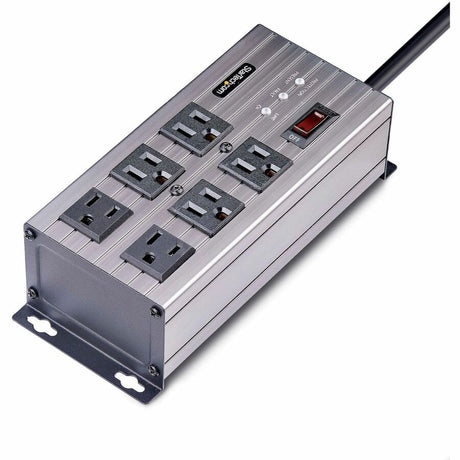 StarTech.com 6-Outlet Industrial Power Strip 125V/15A, EMI/RFI Isolation, Surge Protection, Mountable PDU, 8ft NEMA 5-15P Cord, UL Listed
