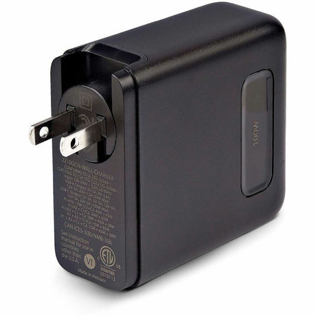 StarTech.com 100W USB-C Wall Charger, 2x USB-C, 2x USB-A, Fast Charging Portable GaN Power Adapter, PD 3.0, 6ft/1.8m USB-C to USB-C Cable