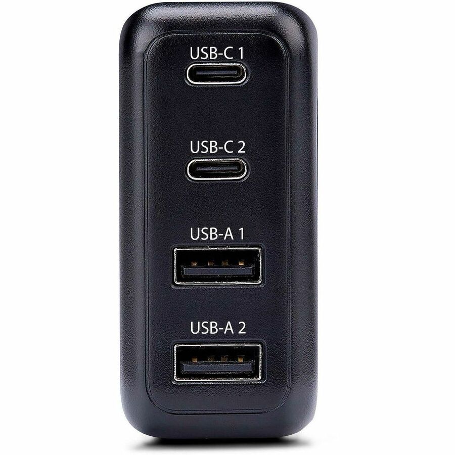 StarTech.com 100W USB-C Wall Charger, 2x USB-C, 2x USB-A, Fast Charging Portable GaN Power Adapter, PD 3.0, 6ft/1.8m USB-C to USB-C Cable