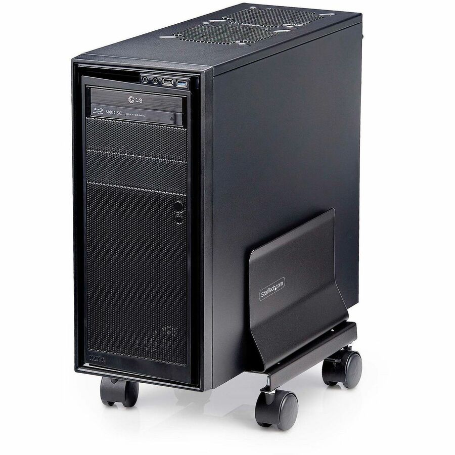StarTech.com Computer Tower Cart, Rolling CPU Caddy on Wheels, Max 46.3lb/21kg, Adjustable PC Case Mount, Floor Stand Dolly, Steel, TAA
