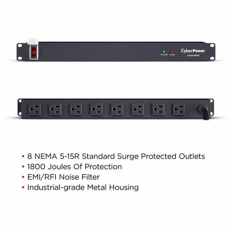 CyberPower CPS815RMS Rackbar 8 - Outlet Surge Protector with 1800 J Surge Suppression