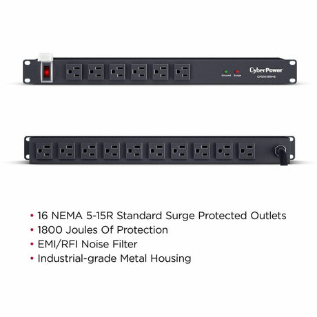 CyberPower CPS1615RMS Rackbar 16 - Outlet Surge Protector with 1800 J Surge Suppression