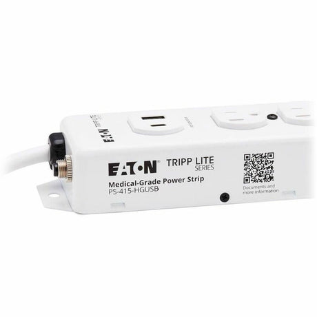 Eaton Tripp Lite Series Safe-IT UL 1363 Medical-Grade Power Strip, 4 Hospital-Grade Outlets, USB Charging, Safety Covers, Antimicrobial, 15 ft. Cord
