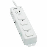 Eaton Tripp Lite Series Safe-IT UL 1363 Medical-Grade Power Strip, 4 Hospital-Grade Outlets, USB Charging, Safety Covers, Antimicrobial, 15 ft. Cord