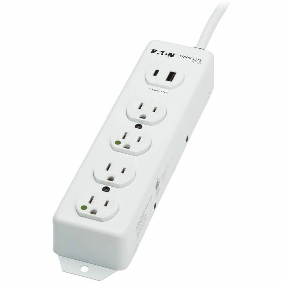 Eaton Tripp Lite Series Safe-IT UL 1363 Medical-Grade Power Strip, 4 Hospital-Grade Outlets, USB Charging, Safety Covers, Antimicrobial, 15 ft. Cord