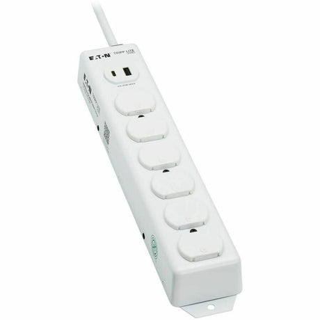 Eaton Tripp Lite Series Safe-IT UL 1363 Medical-Grade Power Strip, 6 Hospital-Grade Outlets, USB Charging, Safety Covers, Antimicrobial, 15 ft. Cord